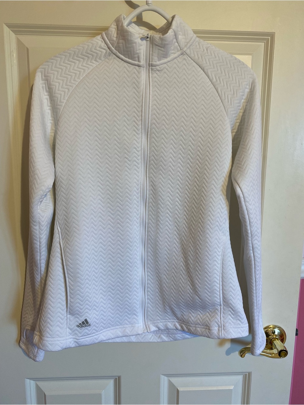 Adidas soft white chevron full zip track jacket, womens sizs small